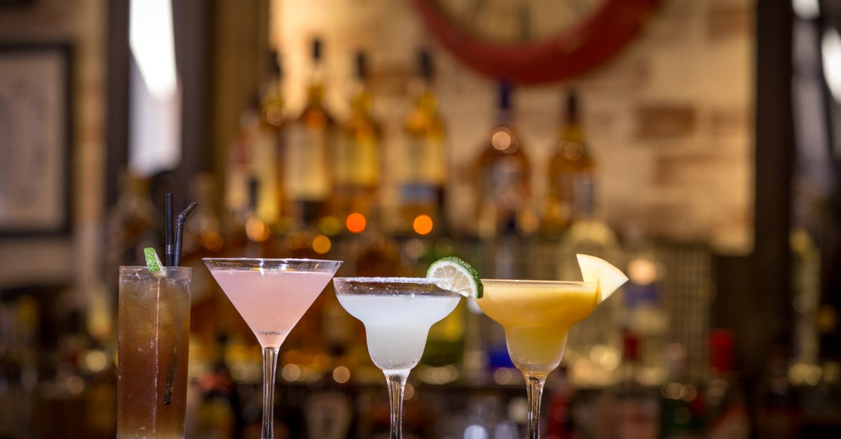 Craft cocktails at a bar